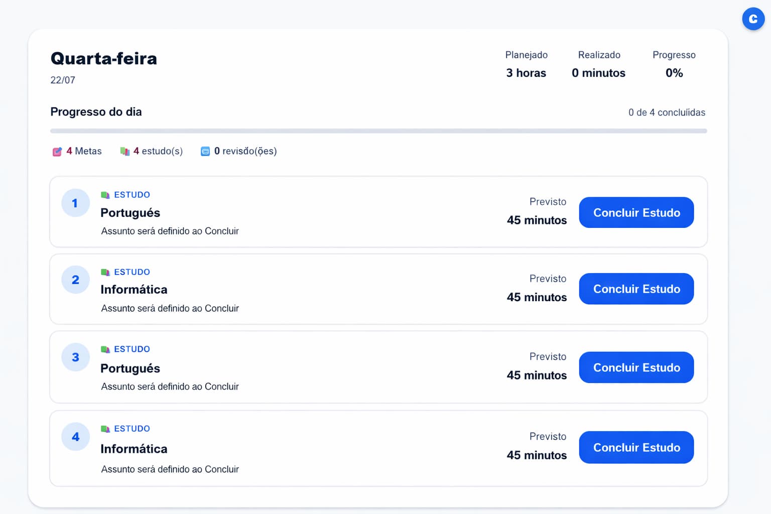 Lista real de metas diárias do Norte Concursos